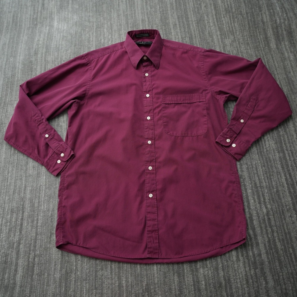 Henry Grethel Shirt Men Studio Button Up Red Vintage Long Sleeve Cotton 15 32/33
